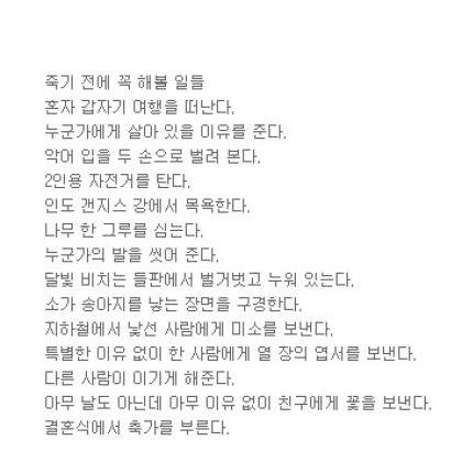 우리 죽기 전에 꼭 해볼 일들