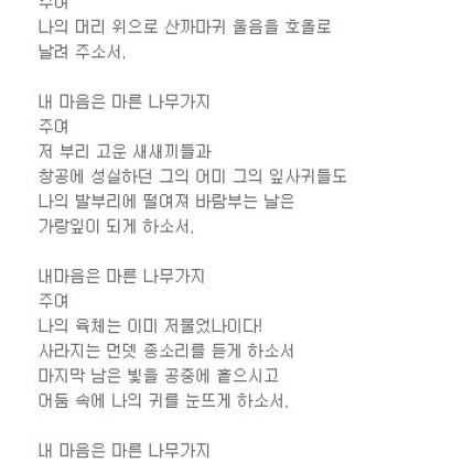그리고 내 마음은 마른 나뭇가지