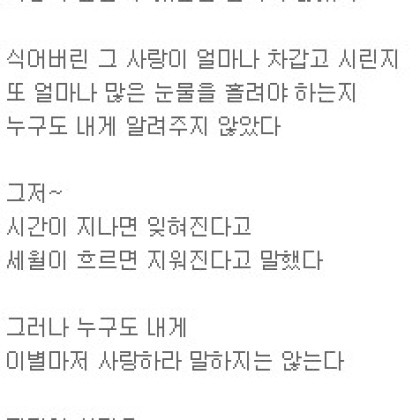 누구도 내게 사랑은 슬픔이라 말하지